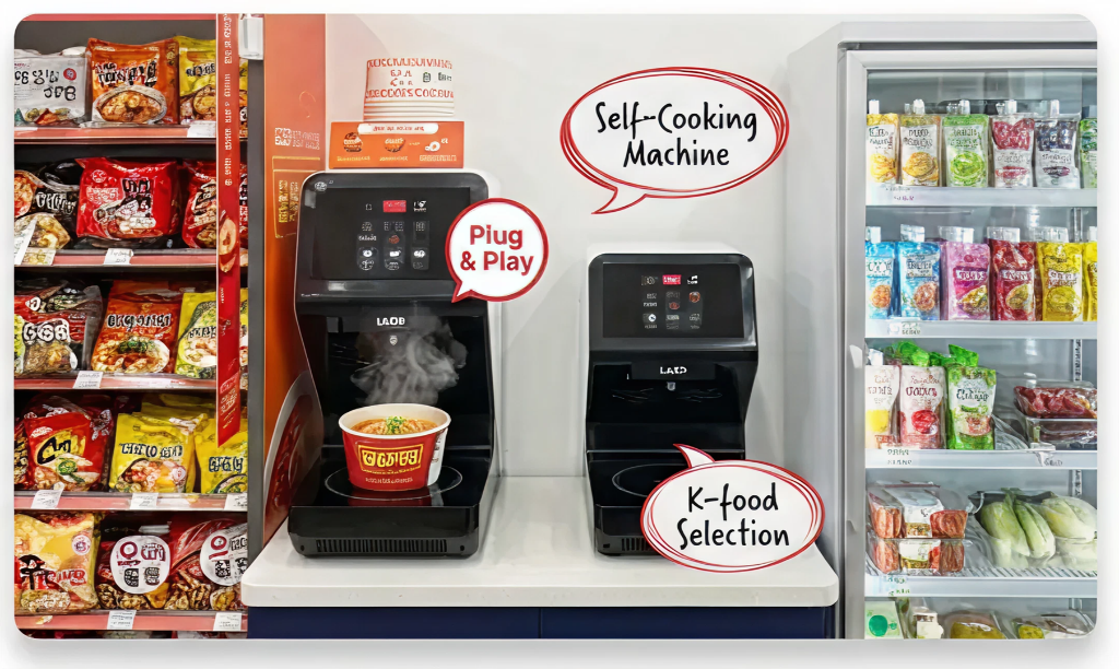 LAZO AI Induction Cooking Machine with K-Food products and beverages